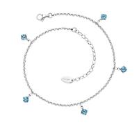 Engelsrufer Fußkette „Shiny Ocean“ Damen | Edelstahl Silber | Blaue Zirkonia | 22+5 cm verstellbar | Elegantes Fußkettchen Sommer Schmuck