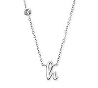 Engelsrufer Halskette aus Sterling Silber mit Anhänger Buchstabe H - besetzt mit einem Zirkonia Stein - in zwei Längen verstellbar - Länge: 44cm