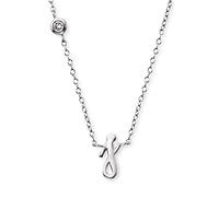 Engelsrufer Halskette aus Sterling Silber mit Anhänger Buchstabe J - besetzt mit einem Zirkonia Stein - in zwei Längen verstellbar - Länge: 44cm