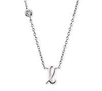 Engelsrufer Halskette aus Sterling Silber mit Anhänger Buchstabe L - besetzt mit einem Zirkonia Stein - in zwei Längen verstellbar - Länge: 44cm