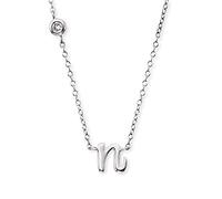 Engelsrufer Halskette aus Sterling Silber mit Anhänger Buchstabe N - besetzt mit einem Zirkonia Stein - in zwei Längen verstellbar - Länge: 44cm