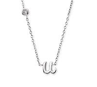 Engelsrufer Halskette aus Sterling Silber mit Anhänger Buchstabe U - besetzt mit einem Zirkonia Stein - in zwei Längen verstellbar - Länge: 44cm