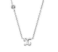 Engelsrufer Halskette aus Sterling Silber mit Anhänger Buchstabe X - besetzt mit einem Zirkonia Stein - in zwei Längen verstellbar - Länge: 44cm