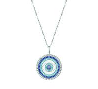 Engelsrufer Lucky Eye Kette mit Anhänger ERN-Eye-ZIM, rhodiniertes 925 Sterlingsilber, Schmucksteine Blau Silber, Karabinerverschluss, Länge 50 cm