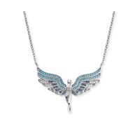 Engelsrufer Damen Halskette aus Sterling Silber mit Engel in Silber und blauen Zirkonia, Karabinerverschluss, nickelfrei, Größe: 40+4 cm, ERN-FLYANGEL-ZIBL