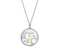 Engelsrufer Kette Glaslinse Engel Bicolor für Damen aus 925er Sterlingsilber - Zirkonia - Karabinerverschluss - Länge: 42+4+4cm