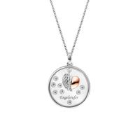 Engelsrufer Kette Glaslinse Herzflügel Bicolor für Damen aus 925er Sterlingsilber - Zirkonia - Karabinerverschluss - Länge: 42+4+4cm