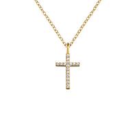 Kette mit Anhänger ENGELSRUFER "Kreuz, ERN-LILCROSS-ZI-G" Halsketten Gr. Silber 925 (Sterlingsilber), Länge: 42 cm Breite: 1,2 mm, goldfarben (gelbgoldfarben, kristallweiß, kristallweiß) Damen Ketten mit Anhänger Zirkonia (synth.) (93930747-0)