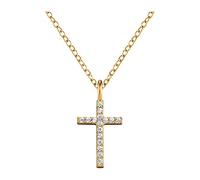 Kette mit Anhänger ENGELSRUFER "Kreuz, ERN-LILCROSS-ZI-G" Halsketten Gr. Silber 925 (Sterlingsilber), Länge: 42 cm Breite: 1,2 mm, goldfarben (gelbgoldfarben, kristallweiß, kristallweiß) Damen Ketten mit Anhänger Zirkonia (synth.) (93930747-0)