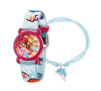 Engelsrufer Herzengel Kinder Uhrenset mit Meerjungfrau Motiv - analoge Armbanduhr, robustes Kunststoffgehäuse, weiches Band, 27mm, 3ATM mit passendem Nylonarmband und Stiftemäppchen
