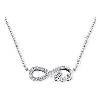 Engelsrufer Infinity Kette mit Anhänger für Damen 925er Sterlingsilber besetzt mit 20 weißen Zirkonia Länge 40 cm plus 4 cm