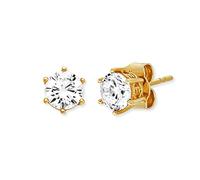 Engelsrufer Ohrstecker ERE-SHINY-ZI-STG-6 – vergoldet Sterlingsilber, Zirkonia, 6 mm, nickelfrei gold
