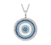 Engelsrufer Lucky Eye Kette mit Anhänger ERN-Eye-ZIM, rhodiniertes 925 Sterlingsilber, Schmucksteine Blau Silber, Karabinerverschluss, Länge 50 cm