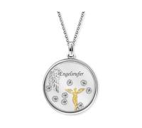 Engelsrufer Kette Glaslinse Engel Bicolor für Damen aus 925er Sterlingsilber - Zirkonia - Karabinerverschluss - Länge: 42+4+4cm