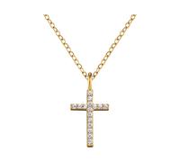 Kette mit Anhänger ENGELSRUFER "Kreuz, ERN-LILCROSS-ZI-G" Halsketten Gr. Silber 925 (Sterlingsilber), Länge: 42 cm Breite: 1,2 mm, goldfarben (gelbgoldfarben, kristallweiß, kristallweiß) Damen Ketten mit Anhänger Zirkonia (synth.) (93930747-0)
