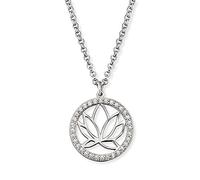 Engelsrufer Lotus Kette mit Anhänger ERN-Lotus-ZI, Lotusblüte, rhodiniertes 925 Sterlingsilber, Zirkonia, Karabinerverschluss, Länge 44 cm