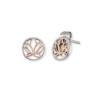 Engelsrufer Lotus Ohrstecker ERE-LILLOTUS-BI-ST, rhodiniertes 925 Sterlingsilber, Bicolor Roségold Silber, Butterfly-Verschluss, 1 x 1 cm