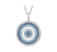 Engelsrufer Lucky Eye Kette mit Anhänger ERN-Eye-ZIM, rhodiniertes 925 Sterlingsilber, Schmucksteine Blau Silber, Karabinerverschluss, Länge 50 cm