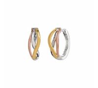 Engelsrufer Tricolor Creolen Paradise Ohrringe für Damen aus 925er Sterlingsilber, rhodiniert, gold & roségold, Clipverschluss, 16.5 mm, nickelfrei, Allergiker geeignet, ERE-PARADISE-TRI-CR
