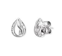 Engelsrufer Ohrringe Himmelsträne und Lebensblume aus Sterlingsilber mit Zirkonia, Durchmesser: 8,8mm, ERE-TEARLIFL-ZI