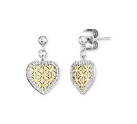 Engelsrufer Ohrringe Lebensblume in Herzform aus Sterlingsilber mit Zirkonia in Bicolor, Durchmesser: 11,3mm, ERE-HEARTLIFL-ZI-BIG