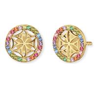 Engelsrufer Damen Ohrringe Lebensblume Multicolor aus vergoldetem Sterling Silber - Steckverschluss - besetzt mit 45 multicolor Zirkonia Steinen - nickelfrei - 10mm