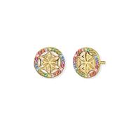 Engelsrufer Damen Ohrringe Lebensblume Multicolor aus vergoldetem Sterling Silber - Steckverschluss - besetzt mit 45 multicolor Zirkonia Steinen - nickelfrei - 10mm