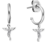 Engelsrufer Damen Ohrring Stecker Bicolor aus Sterling Silber in silber und roségold - Steckverschluss - besetzt mit 50 weißen Zirkonia Steinen -nickelfrei - 9mm