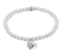 Engelsrufer Damen Armband 'Herzflügel Charm, ERB-Heartwing-PE' silber / perlweiß, Größe One Size, 4180066 Silber / Perlweiß One Size
