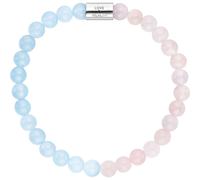 Engelsrufer Damen Stretch-Armband aus Sterling Silber mit 28 echten Edelstein Perlen Rosenquarz und Blauer Achat - Love & Health Gravur - nickelfrei - Größe: S