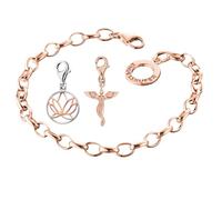 Engelsrufer Schmuckset Damen - Bettelarmband Rosé für Charm Anhänger mit Engels Charm & Lotus Charm Bicolor Silber/Rosé - Ideal für individuelle Gestaltung