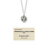 Engelsrufer Set Heaven Tricolor Halskette mit Anhänger für Klangkugeln aus Sterlingsilber, Zirkonia, inkl. Armband Herzflügel aus Edelstahl, Größenverstellbar, SETERN-28-HEAVEN-XS-TZI+ERJC-HEARTWING