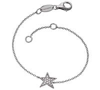 Engelsrufer Stern Armband für Damen rhodiniertes 925er-Sterlingsilber mit 15 weißen Zirkonia Länge 16 cm + 2 cm
