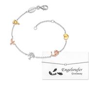 Engelsrufer® tricolor Armkette für Damen in silber, eleganter tricolor Armreif mit Lebensbaum Symbolen in gold, rose und silber aus 925 Sterlingsilber