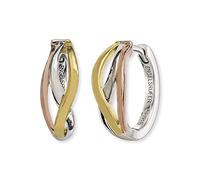 Engelsrufer Tricolor Creolen Paradise Ohrringe für Damen aus 925er Sterlingsilber, rhodiniert, gold & roségold, Clipverschluss, 16.5 mm, nickelfrei, Allergiker geeignet, ERE-PARADISE-TRI-CR