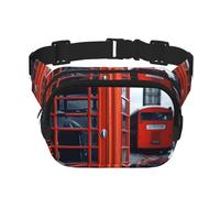 England UK Retro London Telefon-Gürteltasche für Damen, wasserdicht, verstellbar, modisch, lässig, Umhängetasche, Bauchtasche für Laufen, Workout, Wandern, Reisen, Schwarz, Einheitsgröße, Schwarz ,