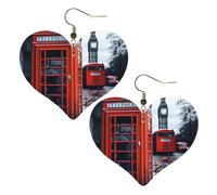 England UK Retro London Telefon Leder-Ohrringe für Frauen Herz-Ohrring leichte baumelnde Ohrringe Schmuck Geschenke, One Size, Kein Edelstein