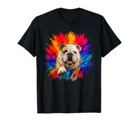 Englische Bulldogge, bunt, Splash Art Hund T-Shirt
