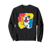 Englische Bulldogge Peace Retro Pop Charakter Grafik Kunst Schild Sweatshirt