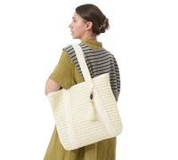 ENHVNYZA Strandtasche Strohbeutel Gewebte Für Frauen, Große Sommertasche, Crossbody -Korb -Tasche Den Urlaub-weiß-reißverschluss