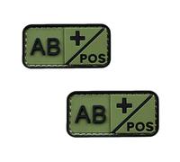 EnigmaGlow 2 Stück taktische Blutgruppe AB positiv kleiner Aufnäher 3D PVC Gummi Applikation Emblem Haken Rückseite (grün kompatibel mit AB Positiv)
