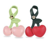 EnixwH 2 Stück Kirschen Taschenanhänger, Schlüsselanhänger Leder Obst, Cherry Bag Charms, Vielseitiger Kirsch-Schlüsselanhänger und Geldbörsenanhänger, Geben Geburtstagsgeschenke für Damen