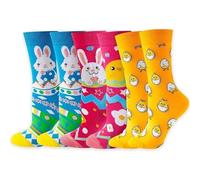 EnixwH 3 Paar 36-43 Ostersocken Lustige Socken Baumwolle Socken Lustig Strümpfe Unisex Neuheit Verrückte Witzige Coole mit Motiv Odd für Damen Herren Oster Geschenke Erwachsene Kinder