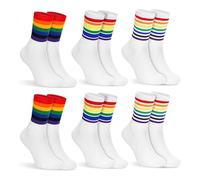 EnixwH 6 Paar Regenbogen Socken, Socken Bunt Streifen Atmungsaktiv und Schweißableitend, Pride Socks Unisex Rainbow Socks Baumwolle Sport, Pride Accessoires für Tägliche Kleidung Interessante Feste