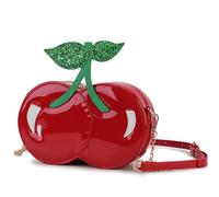 ENJOININ Pailletten Rot Kirsche Umhängetasche Damen Crossbody Tasche Teenager Mädchen Spaß Form Geldbörse Glitzer Clutch Bag, Cherry Red Purse