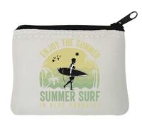 Enjoy The Summer Surf in Blue Paradise Neopren-Geldbörse, 10 x 11 cm, Weiß