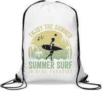 Enjoy The Summer Surf In Blue Paradise Turnbeutel mit Kordelzug, Weiß