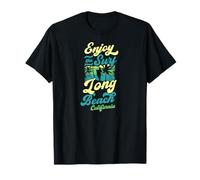 Enjoy The Surf Long Beach California Retro Style Surfen T-Shirt