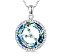 enjoylifecreative Damen Stier Sternzeichen Kristall Halskette 925er Sterling Silber Taurus Geburtsstein Horoskop Anhänger Kette Sternbild Astrologie Schmuck Geschenke für Frauen Mädchen