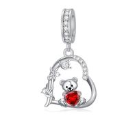 enjoylifecreative Damen Teddybär Charm für Armband 925er Sterling Silber Bär Anhänger mit Januar Geburtsstein Teddybären Schmuck Geburtstag Valentinstag Geschenke für Frauen und Mädchen